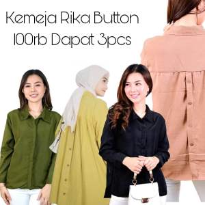 Kemeja Rika Button 100rb Dapat 3pcs Kemeja Motif Kancing