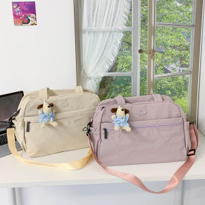 Luggage Bag Womens Dormitory Carry-On Bag with Handle Soft Grip Korean Style Nylon Material Single Shoulder Strap Leisure Scene