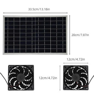 15W Solar Dual Fan Ventilation Kit Energy Saving Solar Cooling Exhaust Fan For Greenhouse Pet House Chicken Coop RV Shed Garage