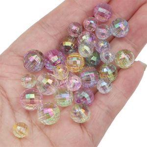 20pcs 8/10/12mm 96 Side Earth Bead Colorful Acrylic Loose Beads for DIY Earring Necklace Bracelet Making Accessories