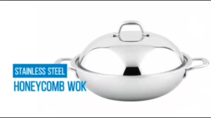 Tiantian BUFFALO 28CM | 32CM SUS304 3PLY HONEYCOMB WOK FLAT BOTTOM WOK WITH S/S LID (NO COATING) 牛头牌28cm | 32cm不含涂层蜂巢锅 (BY12 | BY13)