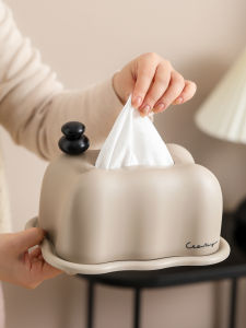 High-End Cloud Cyber Celebrity Style Desktop Storage Decoration Tissue Box Light Luxury and Simplicity Paper Extraction Box Master Bedroom Living Room Storage