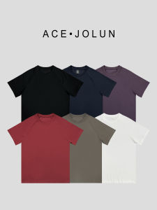 เสื้อยืดแขนสั้นผ้าฝ้ายเย็นสำหรับผู้ชาย แห้งเร็ว ระบายอากาศได้ดี ทรงเข้ารูป สไตล์ลำลอง เสื้อคอกลม