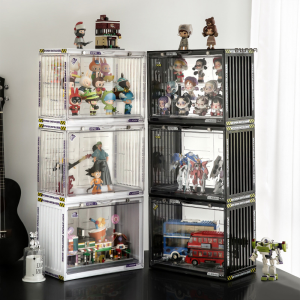 กล่องโชว์ตุ๊กตาและเก็บโมเดล รุ่น ตู้คอนเทนเนอร์มีไฟผสมดีไซน์สวยงาม กล่องใสกันฝุ่นกันรอย ประกอบง่าย กล่องฟิกเกอร์