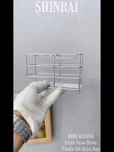 ( Dán Tường ) Khay Đựng Bàn Chải  Tuýp Kem Đánh Răng INOX SUS304 6 Lỗ Vừa SHINRAI