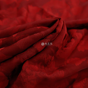 Dark Red Rose Patterned Fabric DIY Dress Cheongsam Hanfu Material Embroidered Print Home Textile Sponge Pad Handcraft Material