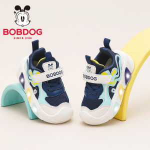 Bobdog Light up Shoes for Boys And Girls Step-To-Light Walking Shoes Low Top with Magic Tape Closure EVA Outsole for Autumn