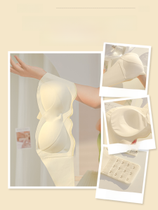 Invisible Anti-slip Bra for Women with Chest Gathering Feature Nylon Material Thin Mold Cup Detachable Front Shoulder Strap Summer Wear