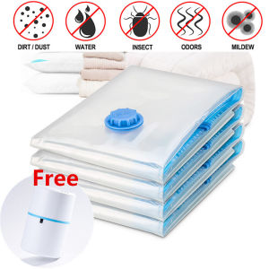 [FREE Electrice Pump ]8PCS/SET Vacuum Compression Bag Reusable Compression Bags Storage Bag Vacuum Pump(Transparent)