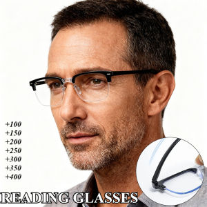 Fashionable Ultra Light Presbyopia Glasses High-definition Anti Blue Light Glasses Mens Business Half Frame Reading Glasses