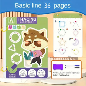 36pages Reusable Kids Writing Book - Erasable Practice for Ages 3-6 Durable Training Workbook