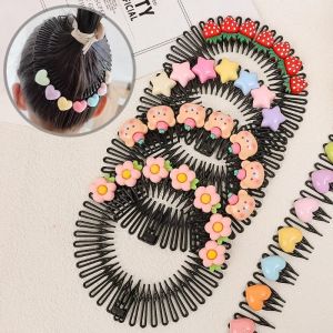 🔥🔥Roman Holiday Girls Children Hair Comb Clip Invisible Hairpin Cute Flower Bangs Hair Hoop Traceless Headband Brush Bangs Tool Braided Hair Headdress