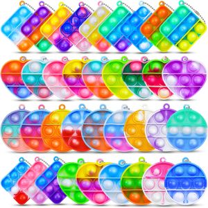 10-50PCS Kids Party Favors Toys Pack Mini Pop Keychain Bulk Packs Sensory Stress Toy Classroom Easter Eggs Fillers