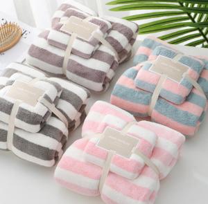 Handuk Mandi Tebal Set 2in1 Motif Salur Handuk mandi dan Wajah Premiun Cotton Towel - HBZ Handuk Microfibre Warna Variasi - Lazada