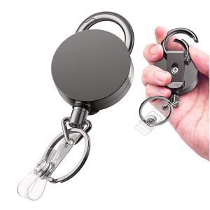 Metal Card Key Ring Clip Retractable Pull Key Ring Chain Reel Extendable Belt Reel ID Lanyard Name Tag Card Badge Holder
