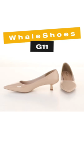 Giày Cao Gót Whale Shoes (G11) 4cm mũi nhọn da bóng và da mờ lót êm đế chống trượt