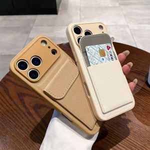Leather Wallet Pocket Bracket Case For iPhone 17 Air 16 E 15 14 13 12 Mini 11 Pro X XS XR Max 7 8 Plus Card Holder Stand Cover