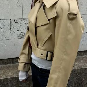 Ladies 2026 Solid Color Long Sleeve Cardigan Short Windbreaker Spring Autumn Holiday Versatile Daily Casual Windbreaker Jacket