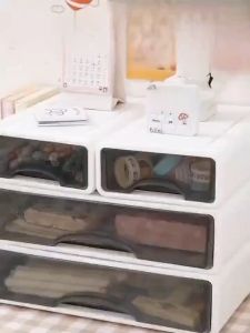 Plastic Box Desktop Organizer Drawer Makeup Storage Box Stackable Jewelry Container Large Mask Office Storage Medicine Dustproof