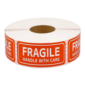 Permanent Adhesive Fragile Labels 300 PCS Roll Handle with Care Warning Stickers 2x3 inch for Shipping