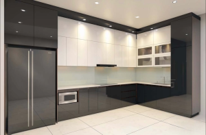 Tủ bếp cánh acrylic Hồng Anh Home Plus mang đến không gian bếp gọn gàng sáng sủa và tiện nghi