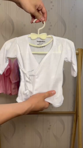 SwaddleBearz 3pcs Cotton White Tie-Side Longsleeves Baby Set for 0-12 Months