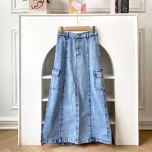 Rok Jeans Cargo Denim Skirt Wanita Panjang Premium Import