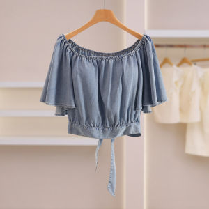 Waistband Tie Design Short Sleeve Slim Fitting Shirt