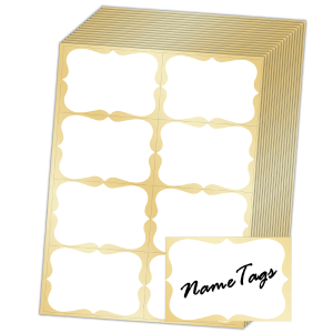 80 Pcs Gold Name Tags 3.5"x 2.25" Name Tag Stickers with Gold Border Adhesive Name Tags Sticker Name Badges Labels