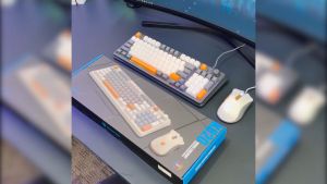 XUNFOX Gaming Keyboard RGB LED USB Wired 94 Keys Top Knob with Mouse - K820 - Gray