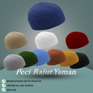Peci Rajut Yaman Motif Tarim Dewasa Kualitas Premium Full Katun - Kopiah Rajut Baceno
