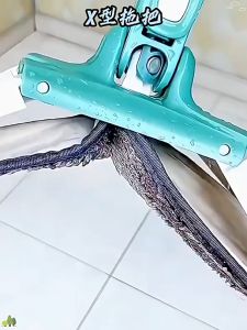 Household Modern Microfiber Twist Mop X Type Flat Floor Mop With Telescopic Pole Hand-free Wash Flat Mop Household Cleaning Tools Mop For Tile and Wood Floors Glass Cleaning Multi-Kinetic Mop