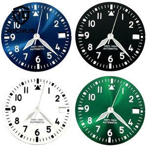 RICHUS 29mm Watch Dial With Watch Hands Green Luminous Fit NH34 NH35 NH36 Movement Watch Accessories