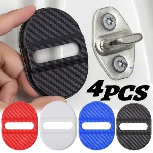 4Pcs Universal Carbon Fiber Car Door Closing Shockproof Silicone Cushion Mute Shock Absorber Protective Covers Car Door Latch Accessories