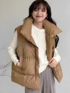Womens down Cotton Vest 2025 Autumn Winter New Style Korean Loose Shoulder Pad Thickened Backless Small Batch Jacket