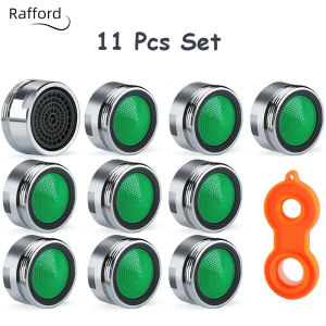 Rafford 11Pc Set Water Saving Faucet Aerator Replaceable Filter Mixed Nozzle M24 24mm Thread Bathroom Faucet Bubbler Accessories