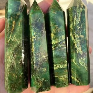 Natural Emerald Single Pointed Quad Natural Wand Tower Interior Decoration Meditation Energy Holiday Gift