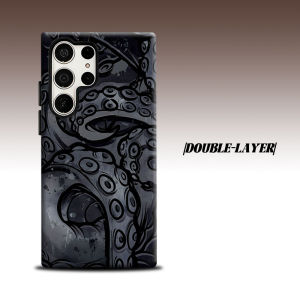BILIBILI | Monochrome Grunge Octopus Tentacle For Samsung Galaxy S26 S25 S24 A56 A36 Dual Layer Luxury Fashion Full Lens Protective Case