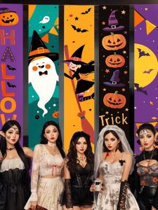 ธงตกแต่งวันฮาโลวีน ผ้าติดเพดาน ตกแต่งภายในบาร์ โรงเรียนอนุบาล บรรยากาศของสัตว์ปีกเล็ก สัตว์เลี้ยง ตกแต่งภายในบ้าน