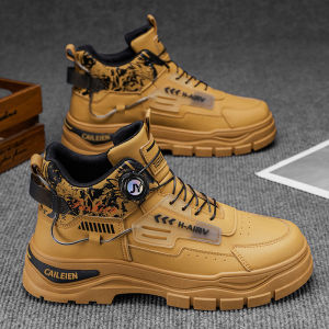 High-Top Mens Boots Autumn Versatile Casual Leather Surface Work Shoes Sports Climbing Thick Bottom Martin Boots