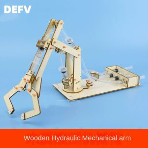 Science and Technology Small Production Invention Boy Handmade Wooden Hydraulic Robot Arm Middle School Student Science Experiment D IY material