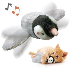 Lovinland Pet Cat Toys Flapping Wings Sparrow No Flying Chirping Bird Interactive Catnip Toy for Kitten or Small Dogs Touch Activated Rechargeable