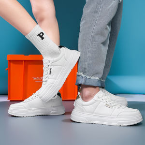 ORNGMALL Giày màu trắng trung tính thường Giày đế xuồng chắc chắn cho mùa hè ren-up sinh viên nam Giày Sneaker đế bệt đệm giày thích hợp cho giải trí hàng ngày 36-48