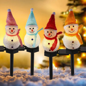 Christmas Solar Snowman Light Waterproof Outdoor Christmas Lawn Decoration for Garden and Yard