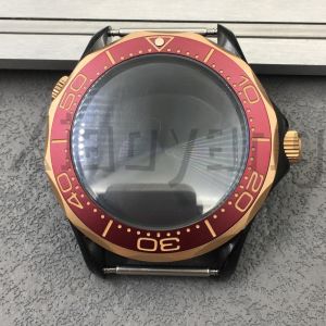 41mm Retro Bronze Rose Gold Watch Case Domed Sapphire Glass Waterproof Luminous Burgundy Red Dark Green Insert Fit NH ETA PT5000