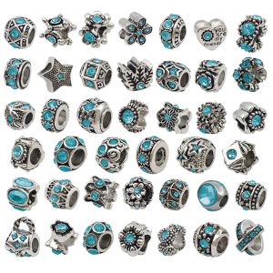 10pcs lake blue dot drill random large hole beads Pendant Jewelry Making DIY Keychain Earrings Pendant Various Design Charms for Jewelry Making Bracelets Necklace