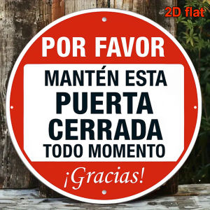Vintage Spanish "Please Keep This Door Closed" Metal Sign – Rustic Red & White Farmhouse Door Decor Durable Indoor Outdoor Wall