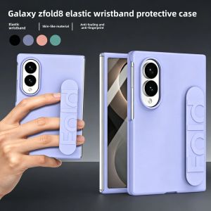 Luxury Soft Silicone Wrist Strap Bracket Case for Samsung Galaxy Z Fold 8 Ultra Fold 7 6 5 4 3 Thin Matte Hard Shockproof Cover