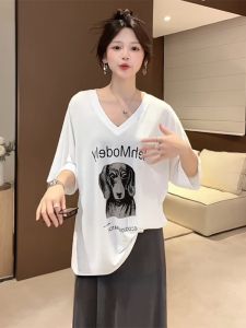 BINKAFENNY | Plus Size Womens T-Shirt Round Neck Short Sleeve Printed Slimming Top Summer Loose Cover Belly Comfortable Breathable Casual