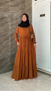 Gamis Syari Rayon Twill Polos Gamis Susun Rayon Tebal Homey Dress Premium Hafiza Busui Frendly